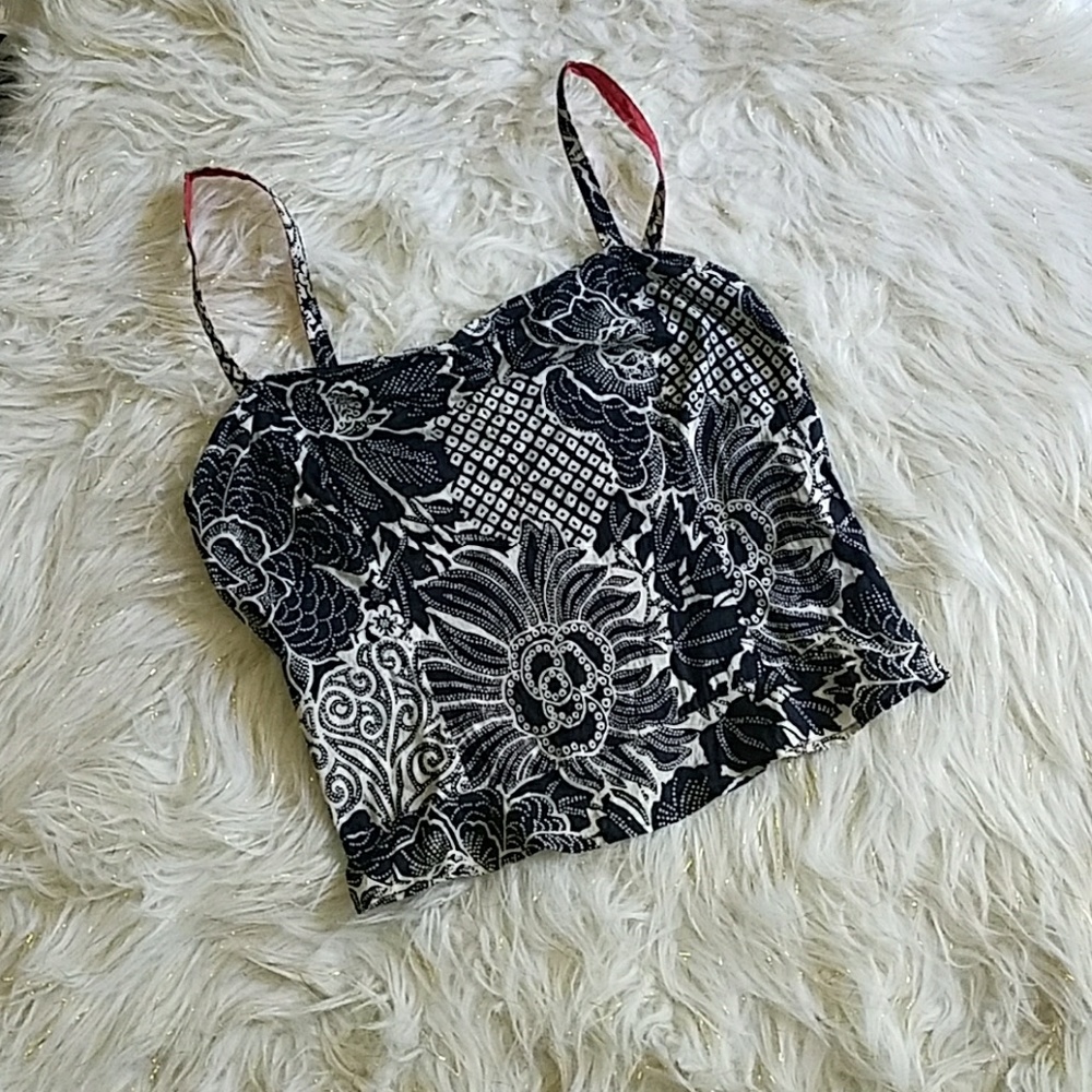 Free people Cami tank top navy blue and white